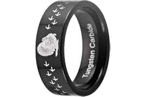 CLOUD DANCER Turkey and Tracks Design Rings 8MM Width Pipe Tungsten Carbide Rings for Wedding-Free Engraving Inside