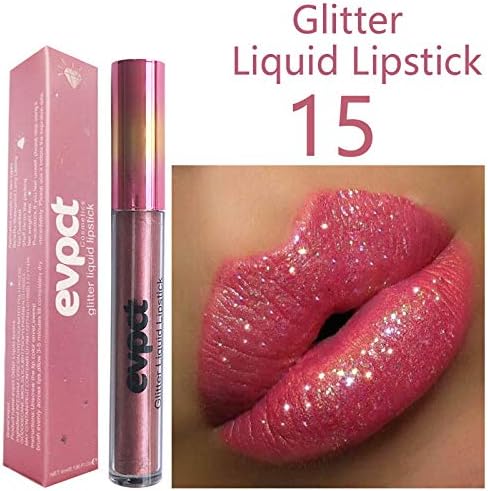 Mismoxy Shimmer Lip Gloss Metal Lipstick,Primers Waterproof Moisturizing Liquid Lipstick,Long Lasting Glitter Lip,lip kit (15)