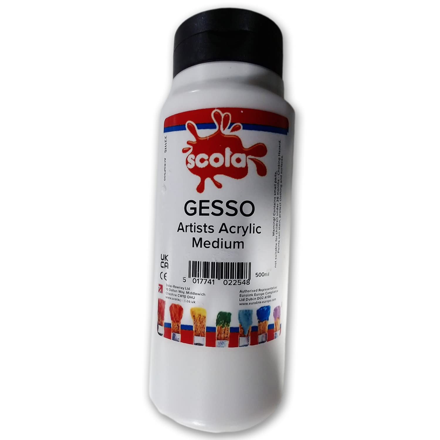 scola 500ml Gesso Artists Acrylic Medium Surface Primer