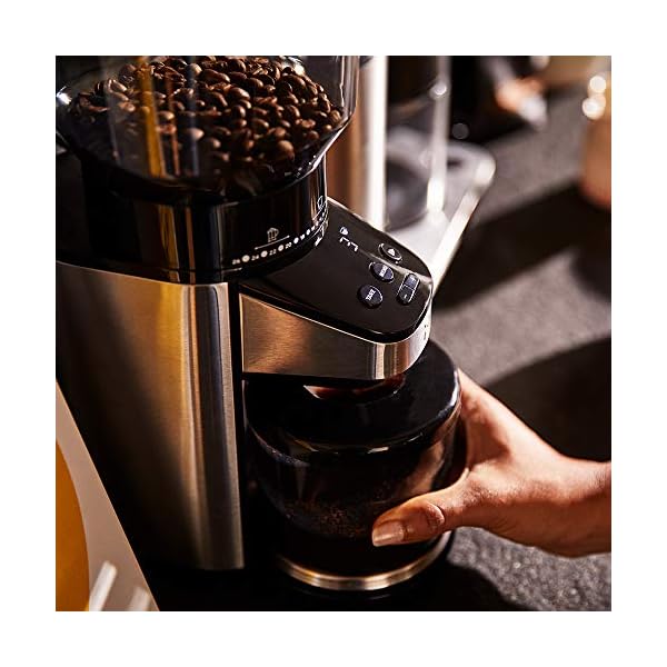 Tchibo elektrische Kaffeemühle, eingebaute Waage, Edelstahlmahlwerk, Kegelmahlwerk 26 Mahlgradeinstellungen, Schwarz… – Bild 8