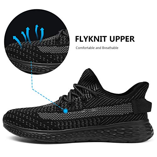Men's Walking Shoes Casual Sneakers - Athletic Running Non-Slip Lightweight Outdoor Fashion Sneaker MS1936-Black-US10