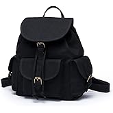 YONBEN Backpacks - Drawstring Design- Women's Backpacks with Magnetic Buckle Fastening - Multiple Pockets （Black）