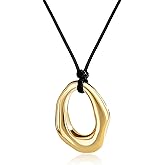 YANCHUN Boho Necklace for Women Chunky Gold Pendant Necklace Leather Cord Statement Jewelry Western Holiday Gifts Fashion Accessories