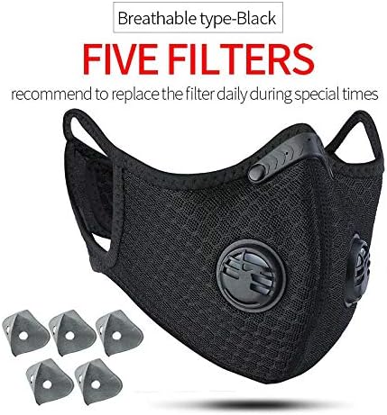 Goodsv Reusable Dust Mask Cycling Face Mask with Extra Filter KN95 for Protection Running Training Pollen Allergy Woodworking Mowing Outdoors Painting Construction Lab & Sports mask Black