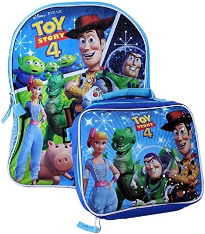 Pixar Toy Story 4 Kids Backpack and Insulated Lunch Bag Set Officially Licensed Adjustable Straps 2 Side Mesh Water Bottle Pockets Sturdy Zip Closure Girls and Boys School Rucksack