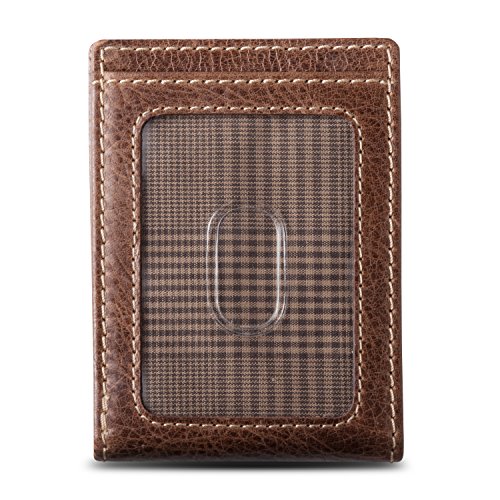 HOJ Co. IVAR ID BIFOLD Front Pocket Wallet Premium Leather Magnetic Money Clip Wallet