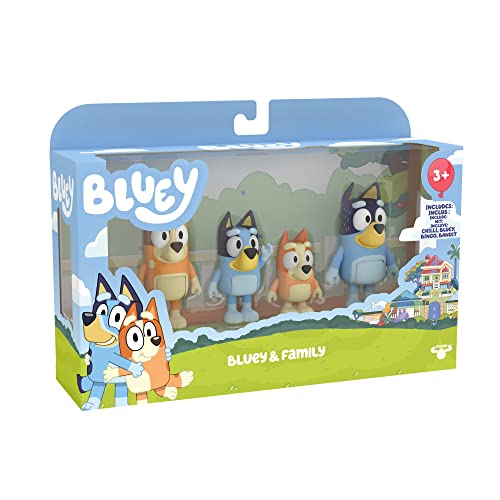 Bluey Family Pack 4 Figuras, Juguete de la Serie de Dibujos, con muñecos articulados de los