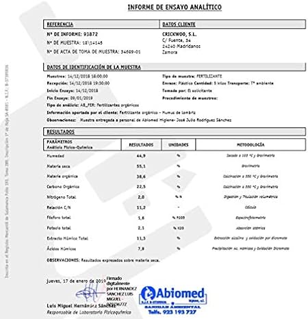 crickwoo Humus de lombriz Puro 42L (25kg): Amazon.es: Jardín