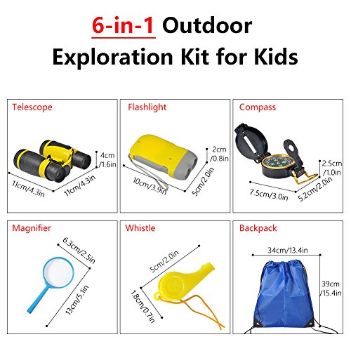 Kit De Exploración 10 En 1 Para Niños – Prismáticos, Brújula, Linterna Y Mochila – Regalo Educativo 4-9 Años