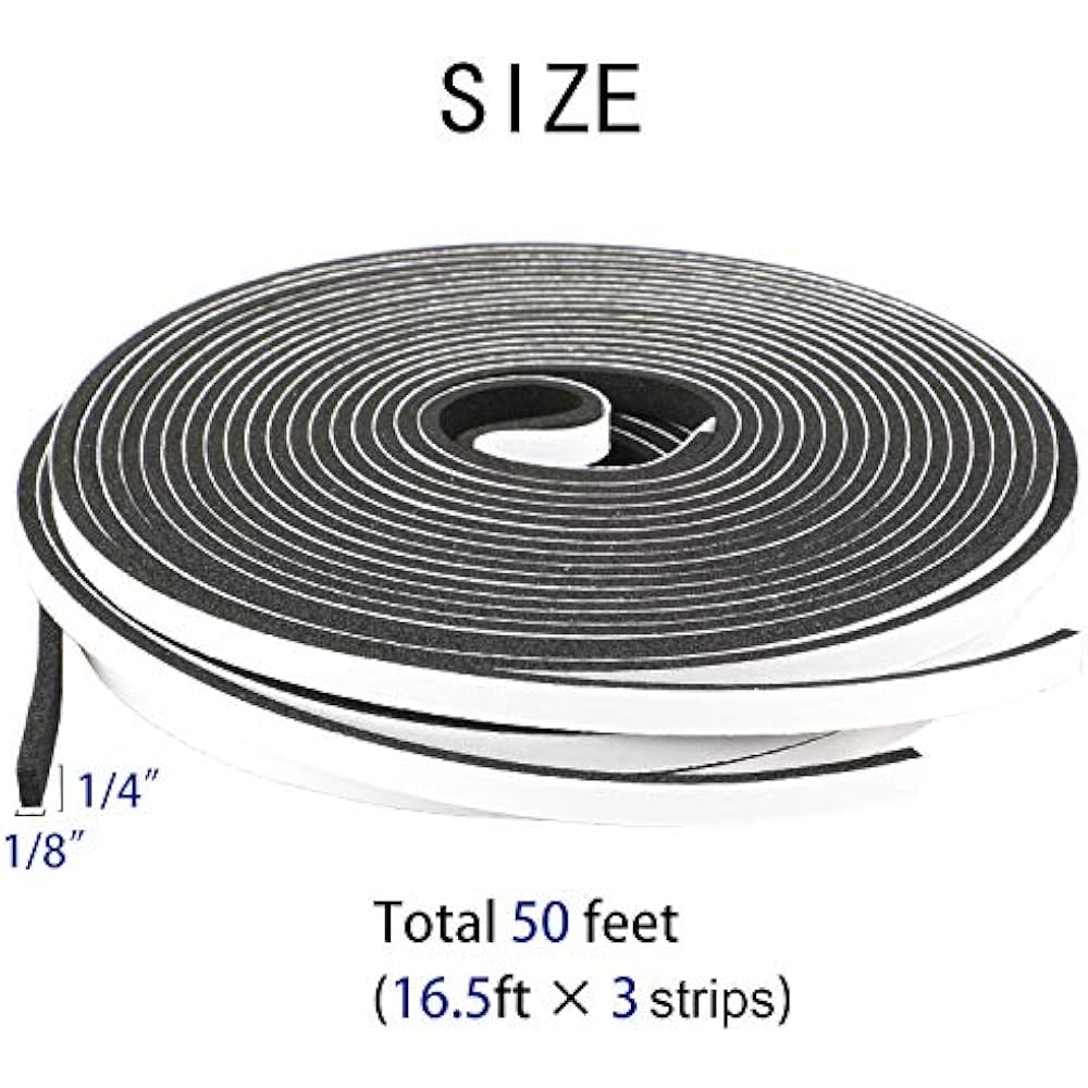 Foam Tape 1/4 Inch Wide X 1/8 Thick, Weather Stripping Doors Window