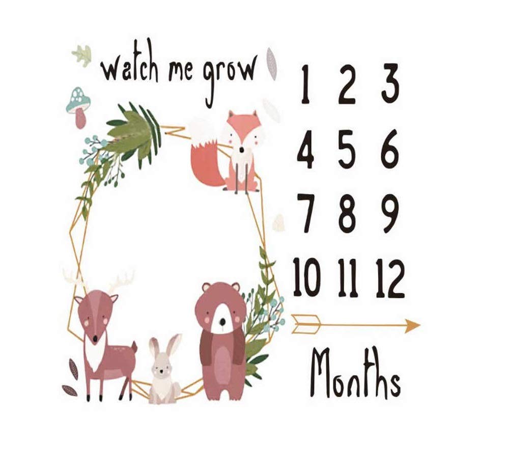 Baby Photography Prop Milestone Blanket Baby Boy Baby Girl Weekly Monthly Yearly Swaddling Blanket Photography Backdrop (Watch Me Grow, 120 X 120 cm)