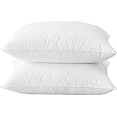 BHZ Goose Down Feather Pillows Queen Size Set of 2, Hotel Collection Bed Pillows for Sleeping Medium Firm Soft Support Pillow for Side and Back Sleepers