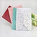 WOMHOPE® 50 Pcs - Large Rose Hollow Laser Cut Wedding Invitation Lace Shimmer Party Invitations Cards Birthday Invitations Cards Wedding Favors (Red (White Inner Sheet))