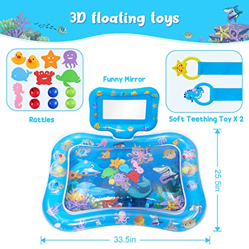 RONIPIC Mirror Water Tummy Time Mat, Baby Stuff for Newborn Toys