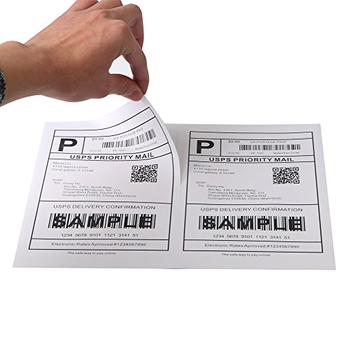 [100 Sheets; 200 Labels] Half Sheet Self Adhesive Shipping Labels for Laser & Inkjet Printers, 5-1/2" X 8-1/2" (200 Labels) - Thumbnail 7