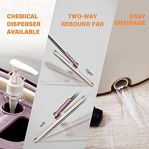 Worthland Flat Squeeze Mop and Bucket Set with 4 Reusable Microfiber Pads, Hands Free Mop System