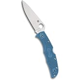 Spyderco Endura 4 Lightweight Folding Pocket Knife, PlainEdge | Blue, 8.7" Overall Length, 3.8" VG-10 Steel Blade, FRN Handle, Back Lock, Full-Flat Grind