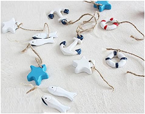 ZAloha Mediterranean Natural Decorations Accessory Resin Anchor, Shell, Starfish, Fish, Life Ring Buoy Hangings Decor