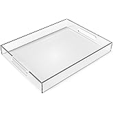 Allhercom 12"x16" Acrylic Serving Tray with Handles, Spill Proof Clear Decorative Tray, Lucite Tray for Coffee Table, Vanity, Makeup Organizer
