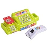 ThinkMax Supermarket Cash Register with Checkout Scanner Shopping Basket Grocery Food Pretend Play with Light and Sound