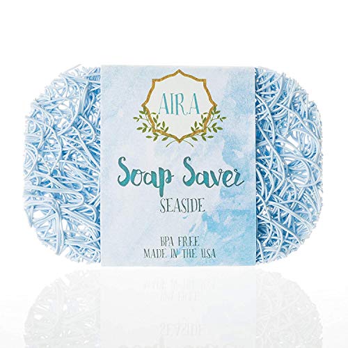 Aira Soap Saver - Soap Dish & Soap Holder Accessory - BPA Free Shower & Bath Soap Holder - Drains Water, Circulates Air, Extends Soap Life - Easy to Clean, Fits All Soap Dish Sets - Seaside Two Pack