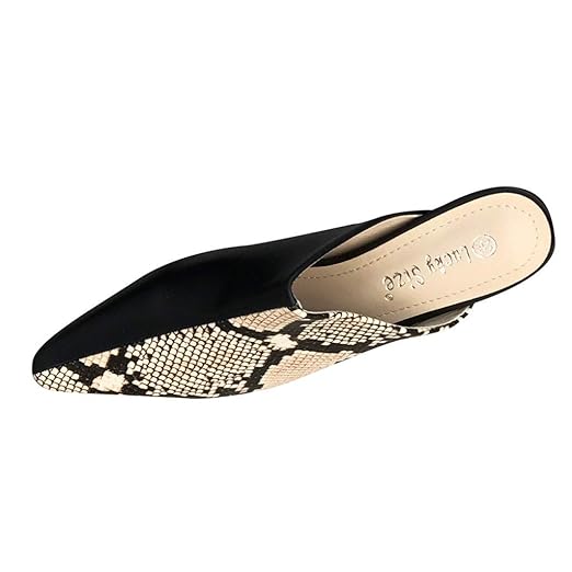 Geilisungren Damen Pantoffeln Sexy Spitz Schlangenhautmuster Sandalen Hausschuhe Slippers Mules Frauen Sommer Modische Slip-O