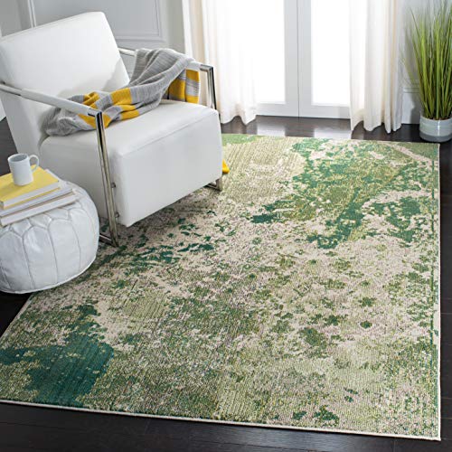 Safavieh Madison Collection MAD499Y Modern Abstract Area Rug, 3 x 3 Square, Green / Ivory