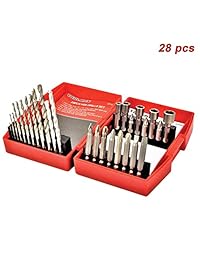 Toolman - Juego de brocas universales para madera y mampostería, 28 piezas, para manonería Hss, funciona con DeWalt Makita Ryobi