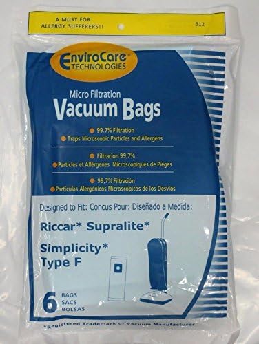 Vacuum Cleaner Bags Envirocare Brand Vacuum Bags Simplicity Type F / Riccar Supralite (2 x 6 Packs)