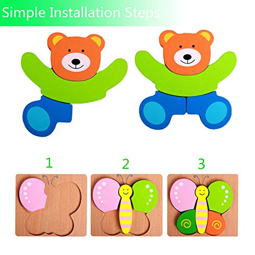 Diojilad Wooden Animal Jigsaw Puzzles for Toddlers Early Educational Toys Gifts with 5 Animals Patterns Shape & Color Recognition Toys for 1 2 3 4 Years Old Girls and Boys