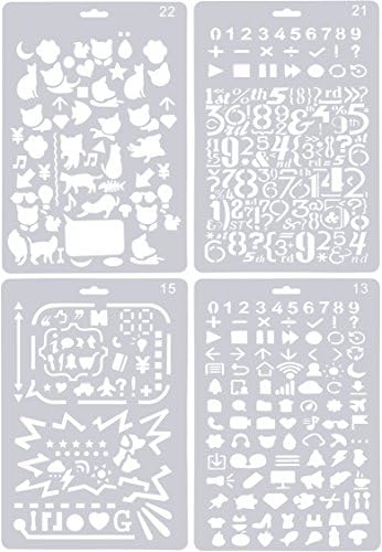 SKATAN 4 Pcs Drawing Painting Stencils for Bullet Journal, Planner, Scrapbooking, Card and Craft Projects