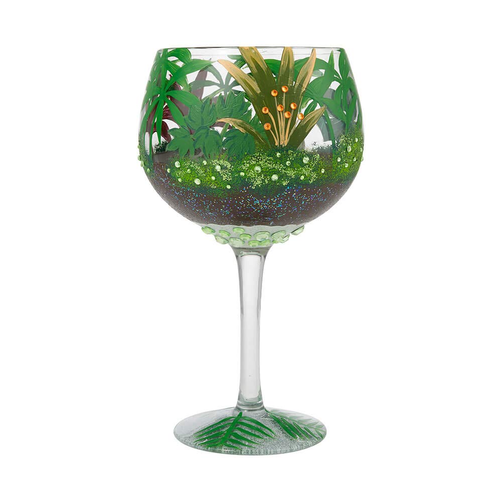Enesco Designs by Lolita Jungle Terrarium Copa Artisan Cocktail Glass, 24 Ounce, Multicolor