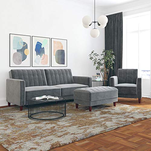 DHP Ivana Tufted Futon, Grey Velvet Pricepulse