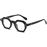 JOVAKIT Retro Octagon Frame Glasses for Women Men Vintage Polygon Non-prescription Clear Lens Eyeglasses