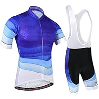 BXIO Cycling Suits for Men, Breathable Short Sleeve Cycling Jersey with 3D Padded Bib Shorts for MTB, Purple, XXL