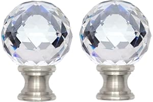 ECUDIS Lamp Finial Cap Knob lamp Screw Top Lamp Decoration for Lamp Shade, Faceted Crystal Ball, Brushed Nickel Finish, 1-3/4" Tall Finial