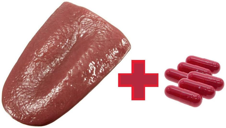 Halloween Party Props Magic Tricks Prank Tongue with Blood Capsule Gross Jokes Fake Tongue Kuso Tongue（No blood pills）