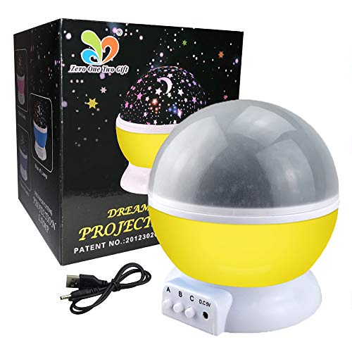 LET'S GO! Girls Boys Gifts 3-6 Year Old, DIMY Starry Night Light Projector for Kids Boys Girls Best Top Popular Toys for 2-8 Year Old Boys Girls Yellow XK7