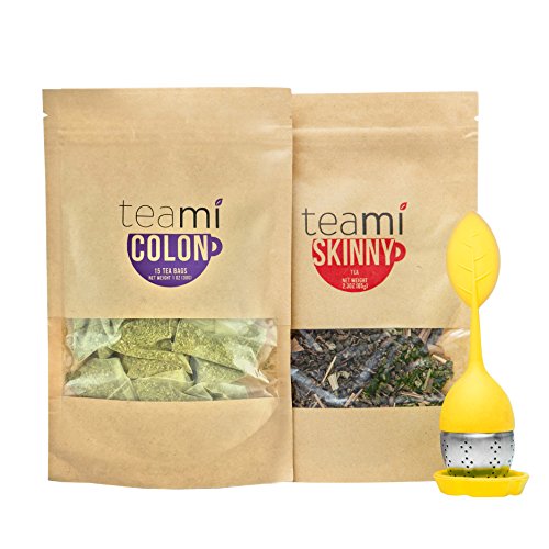 30 Day Detox Tea Kit for Teatox & Weight Loss to get that Skinny Tummy by Teami Blends | With Our Best Colon Cleanse Blend to Raise Energy, Boost Metabolism, Reduce Bloating! (Kit + Yellow Infuser)