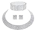 mecresh Wedding Bridal 5 Row Rhinestone Crystal Jewellery Sets for Women (1 Set Earrings,1 PCS Necklace, 1 PCS Bracelet)