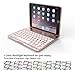 iPad mini 4 Keyboard Case with 7 Colors Backlit 135 Degree Adjustable Angles Addprime Rose Gold Aluminum Alloy Shell and Back Plate Chocolate ABS Button Wireless Bluetooth Keyboard for iPad mini4