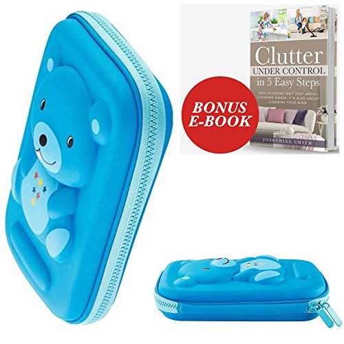 3D Pencil holder Cute Bear Face Hardtop EVA Pencil Case Big Pencil Box With Compartment For Kids