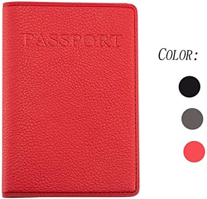 Passport Holder Case, Premium Vegan Leather RFID Blocking Case Cover - Securely Holds Passport, Business Cards, Credit Cards, Boarding Passes Be the first to review this item (Red)
