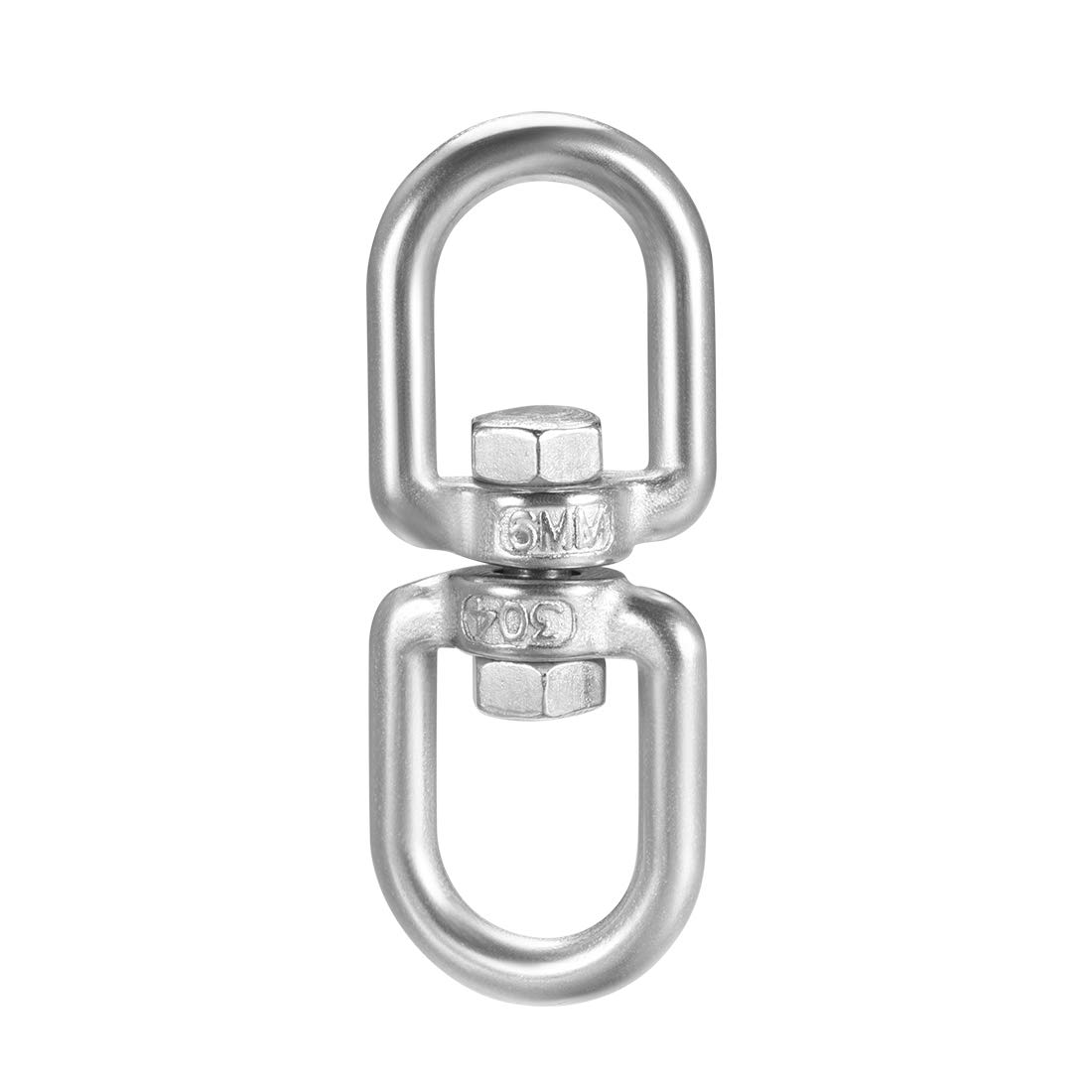 sourcing map M6 Swivel Eye Double Ended Round Rotating Hoist Ring, 15/64 in Stainless Shackle Connector Bolts Eye to Eye 1 Pcs