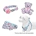 Blueberry Pet Made Well Cute Floral Print Adjustable Dog Collar in Light Blue with Pink Artificial Silk Flower, Medium, Neck 14.5