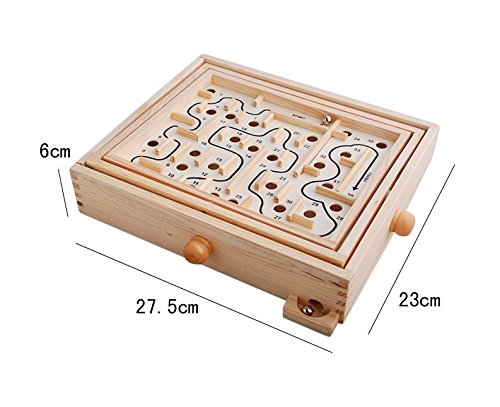Topwon Wood Labyrinth Table Maze / Balance Board Table Maze Solitaire Game for Kids and Adults - Large - Great gift!