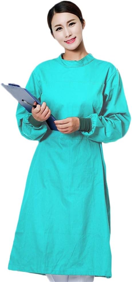 Icegrey Medical Washable Isolation Gown,Surgical Gown,Cotton Protective Coats with Long Sleeves,Turquoise-Women,M