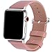 Fullmosa Leather Bands Compatible with Apple Watch Band 49mm 46mm 45mm 44mm 42mm for Women Men, Top Grain Genuine Leather Strap for iWatch Ultra 2/Ultra/10/9/8/7/6/5/4/3/2/1/SE2/SE, Pink/Silver