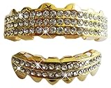 Gold-Tone Hip Hop Removeable Mouth Grillz Set (Top & Bottom) 