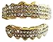 Gold-Tone Hip Hop Removeable Mouth Grillz Set (Top & Bottom) "Ballers Ice"
